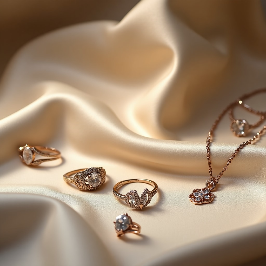 AI generated image for An elegant display of various jewelry pieces, such